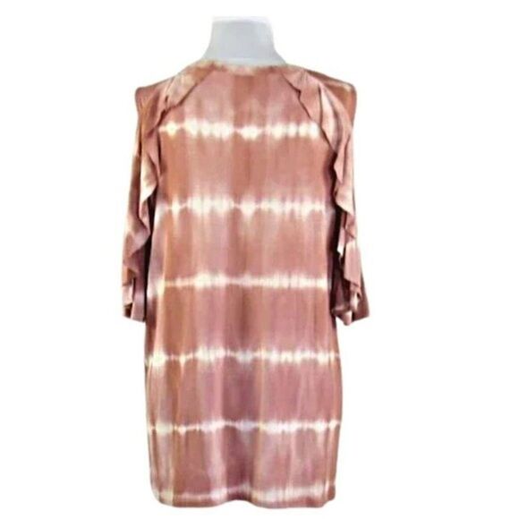 Top Tie-Dye Cold Shoulder 3/4 Sleeve Watercolor Stripes Pink Women's Size Small - Picture 3 of 5